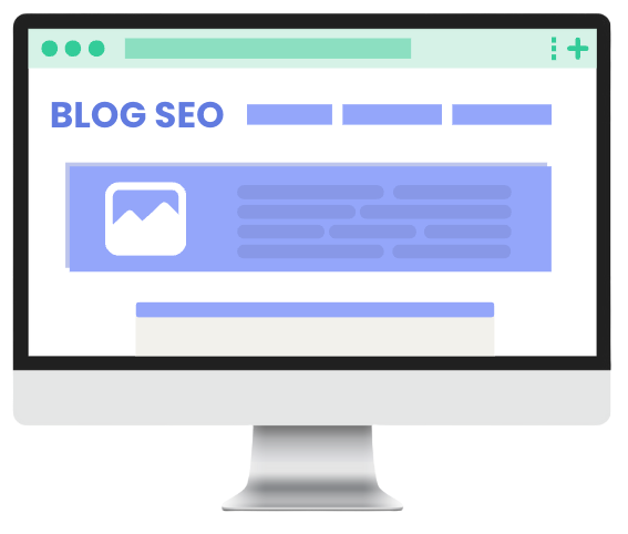 Photo d'un ordinateur avec un blog SEO